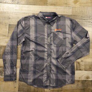 Red Bull Distribution Company Plaid Button-Up Shirt XL Slim Fit Lightweight